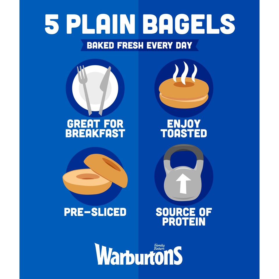 image 1 of Warburtons Soft & Sliced Original Bagels 5 Pack