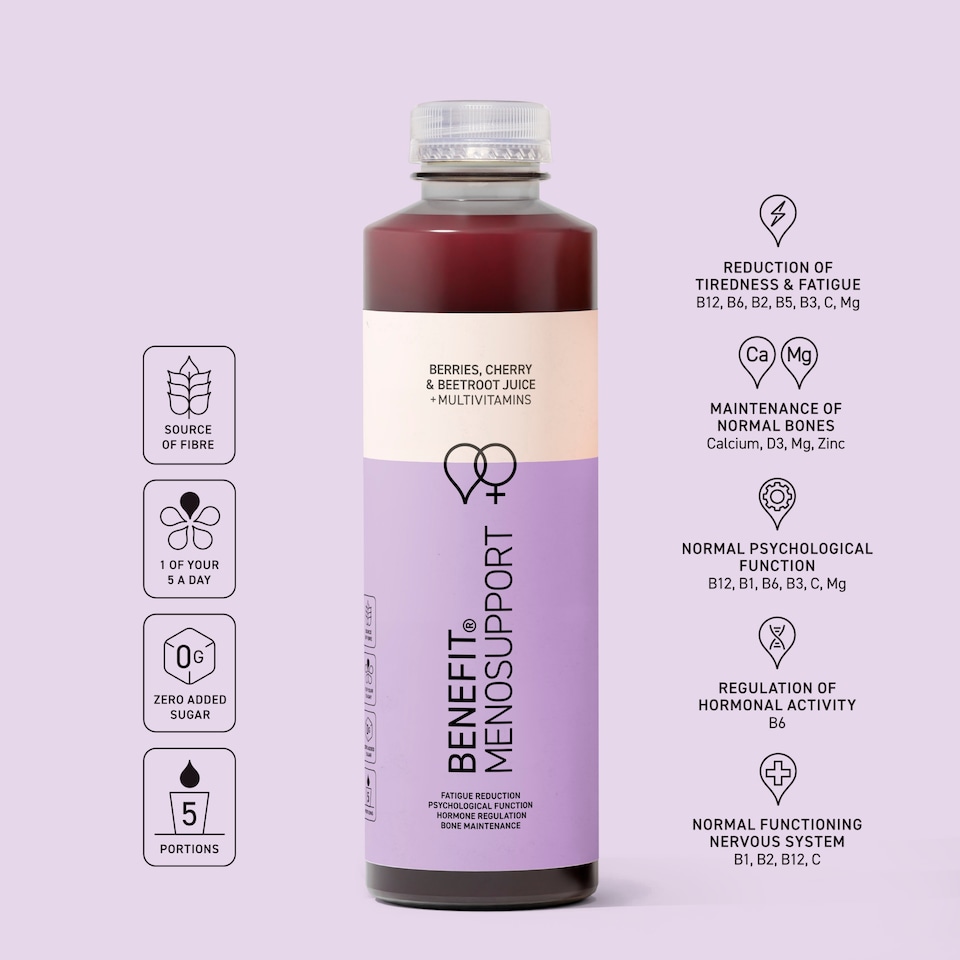 image 1 of BENEFIT MENOPAUSE BERRIES, CHERRY & BEETROOT JUICE + MULTIVITAMINS 750ML.