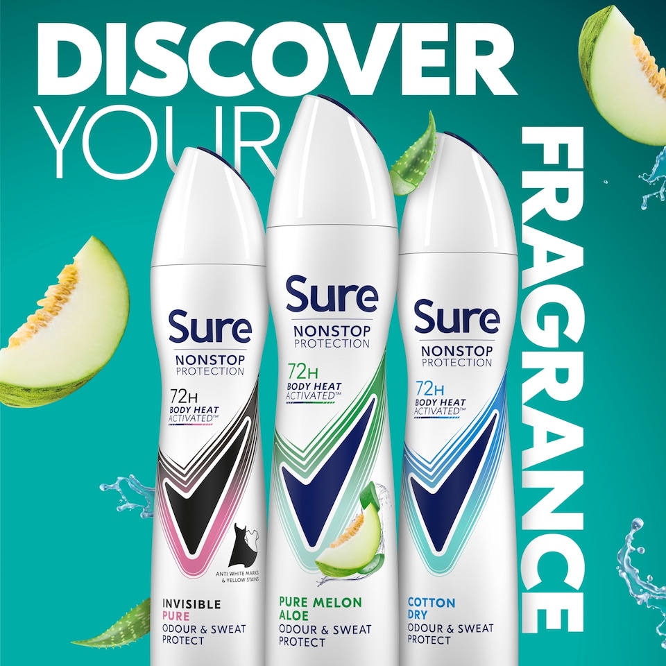 image 1 of Sure Women Pure Melon Aloe 72h Nonstop Protection Antiperspirant Deodorant 250ml