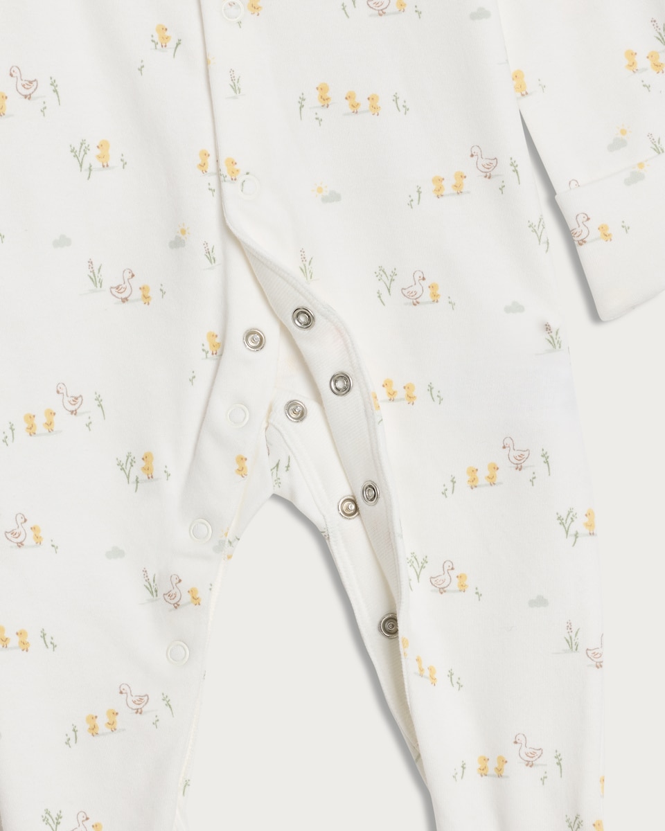 image 1 of F&F Baby 4-Piece Pure Cotton Duck Print Set in White