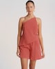 image 2 of The F&F Edit Textured Pleated Tie Waist Co-ord Shorts in Coral