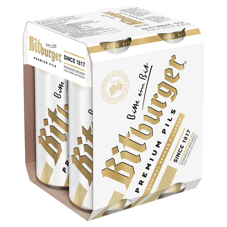 Bitburger Premium Pils Lager 4 x 500ml
