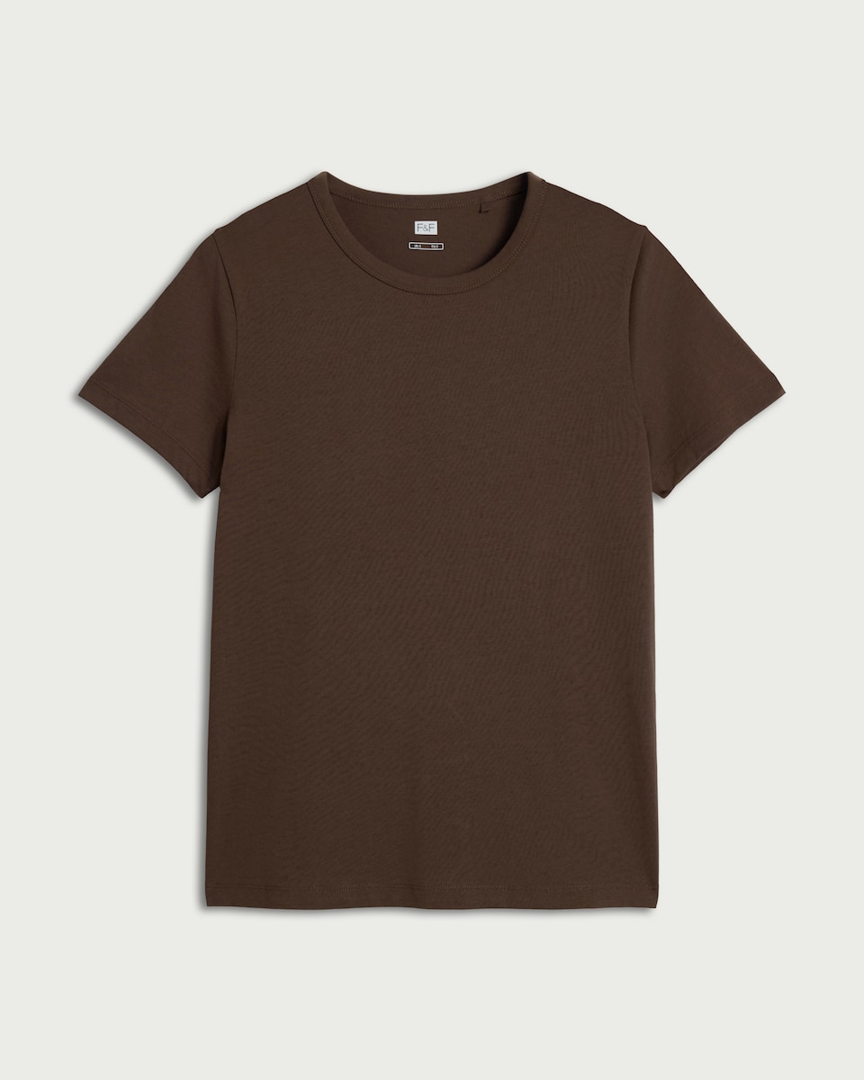 image 1 of F&F Pure Cotton Short Sleeved T-Shirt in Brown