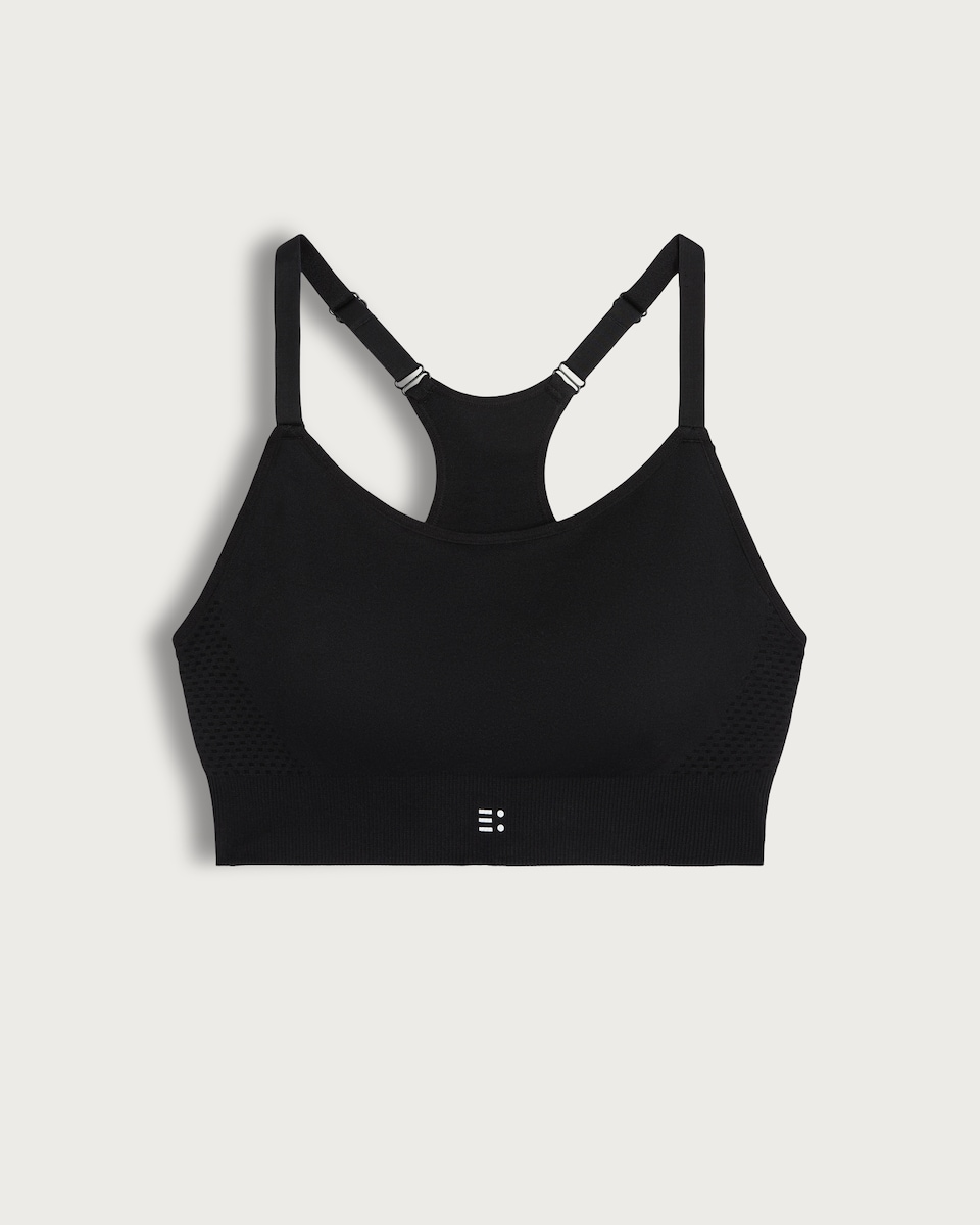 image 1 of F&F Active Seamfree Racerback Crop Top in Black