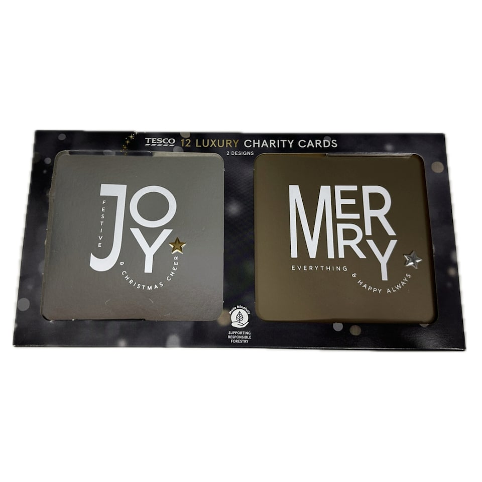image 1 of Tesco Luxury Christmas Cards Metallic 12 Pack