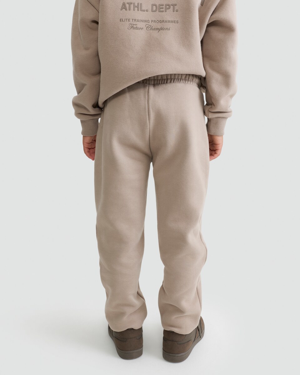 image 1 of F&F Active Boys Cotton Rich Slogan Cuffed Joggers in Stone