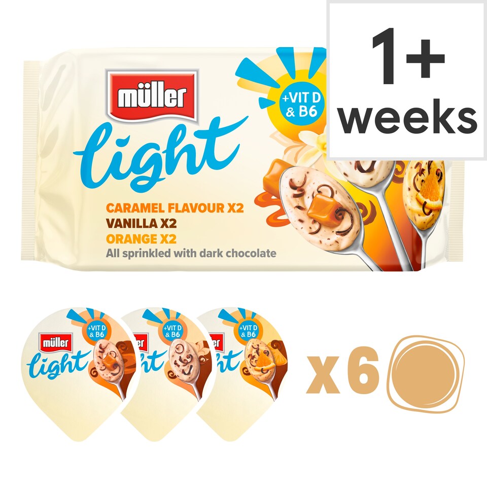 image 1 of Muller Light Yogurt - Caramel, Vanilla & Orange 6x140g