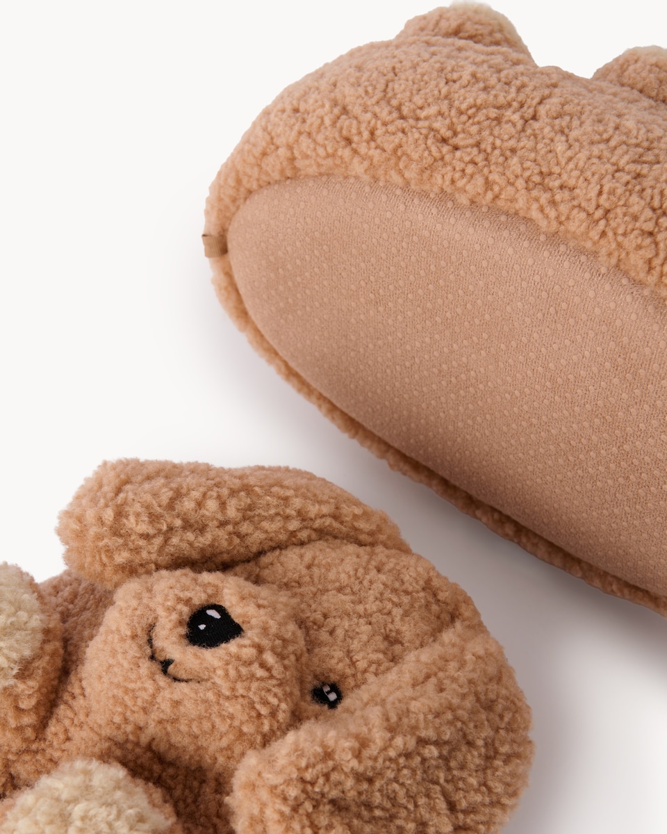 image 1 of Christmas Novelty Dog Slippers in Cream