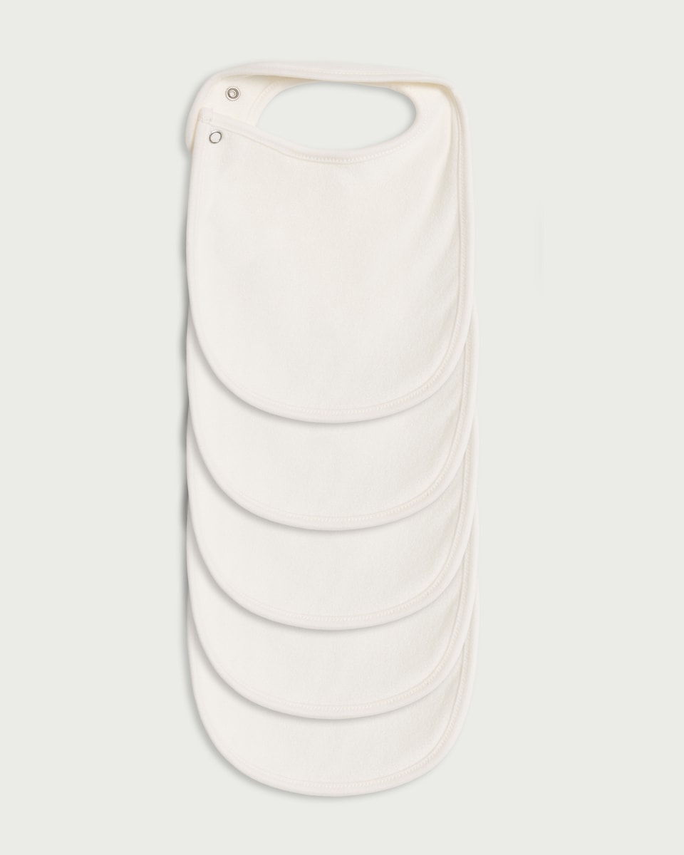 image 1 of F&F Baby 5-Pack Pure Cotton Printed Bibs in White