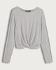 image 4 of F&F Active Long Sleeved Cross Over Top in Grey Marl