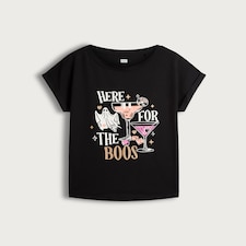 F&F Here for the Boos Graphic T-Shirt in Black