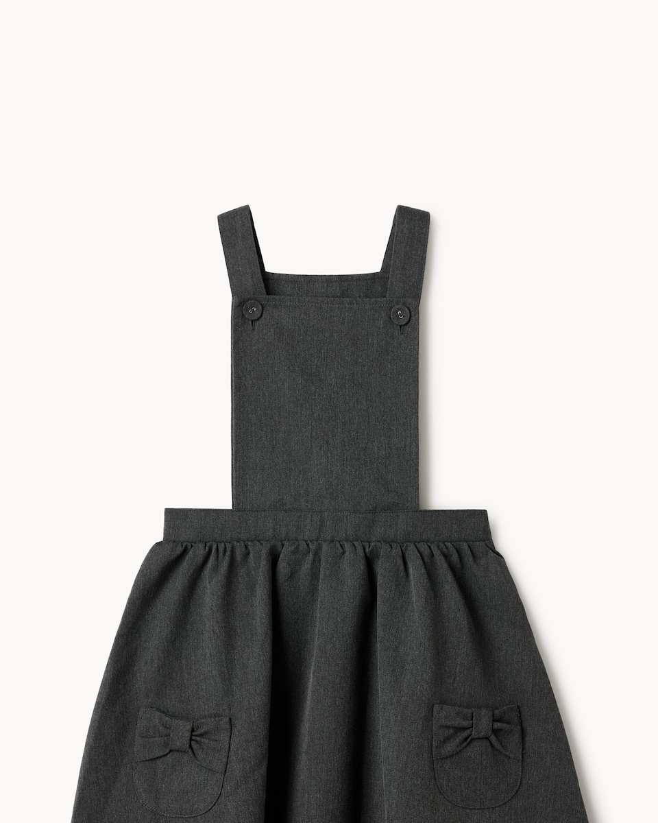 image 1 of F&F School Girls Bib Pinafore Dress in Grey