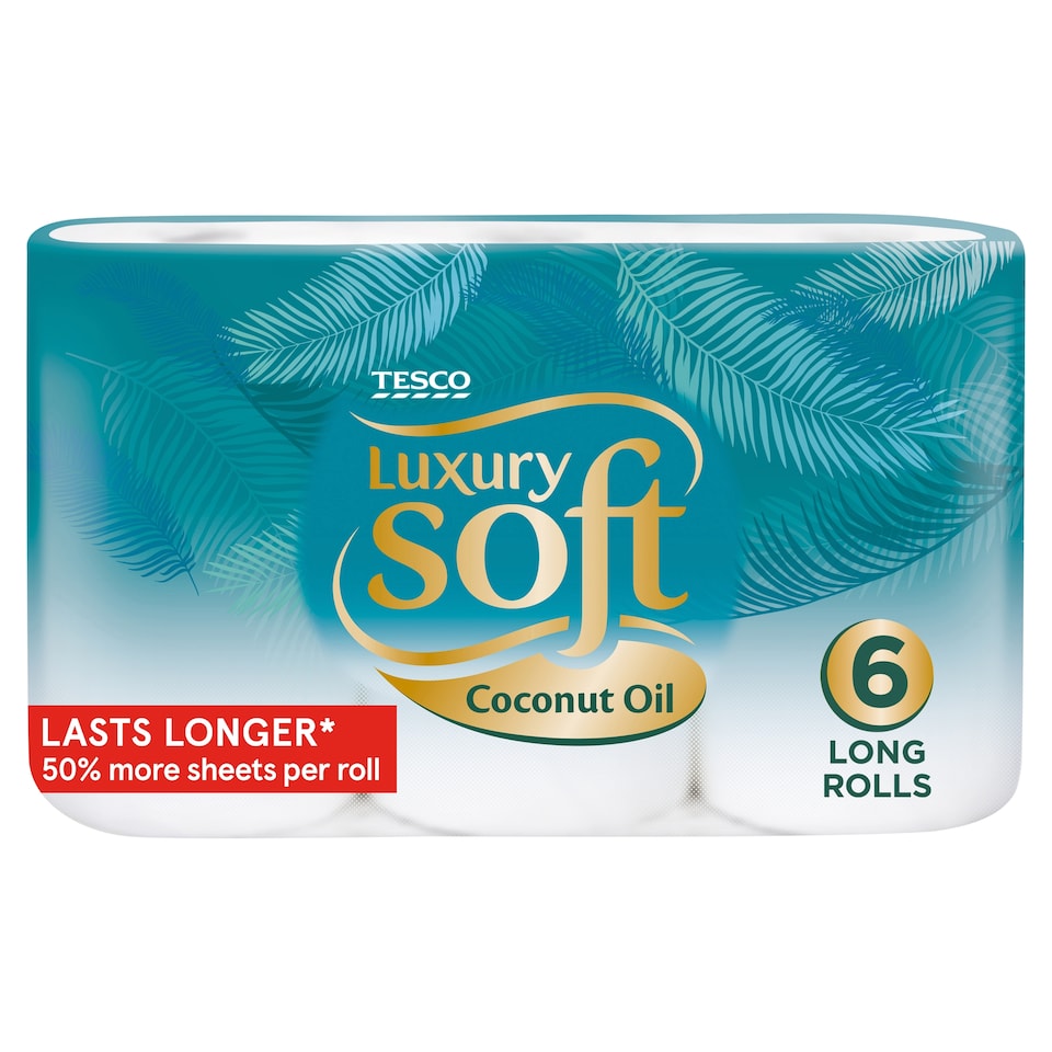 image 1 of Tesco Luxury Soft Coconut Oil Toilet Tissue 6 Long Rolls