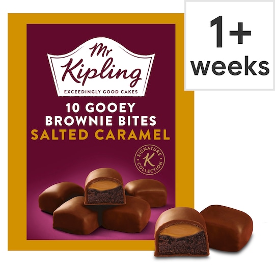 Mr Kipling Gooey Brownie Bites Salted Caramel 10 Pack Tesco Groceries
