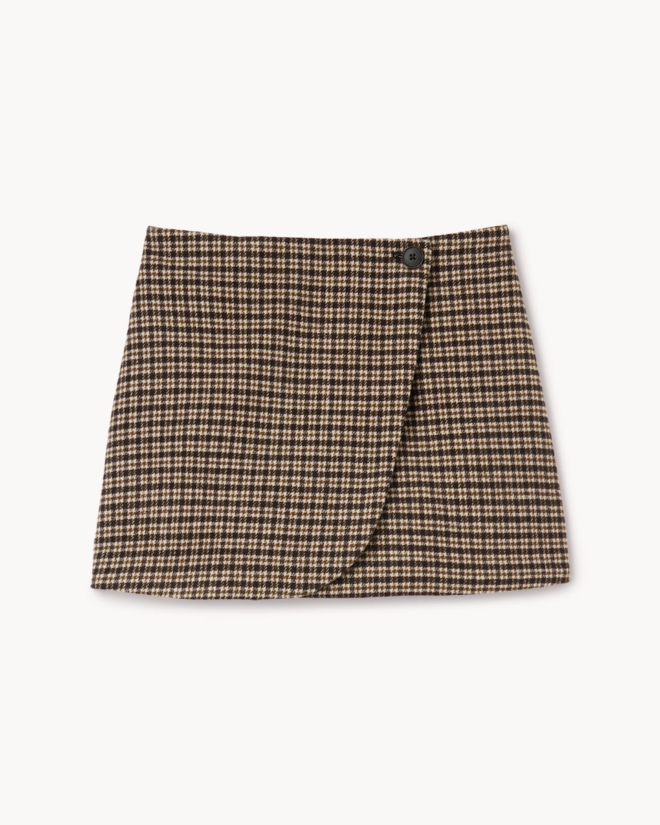 image 1 of F&F Brushed Checked Co-ord Mini Skirt in Multi Brown