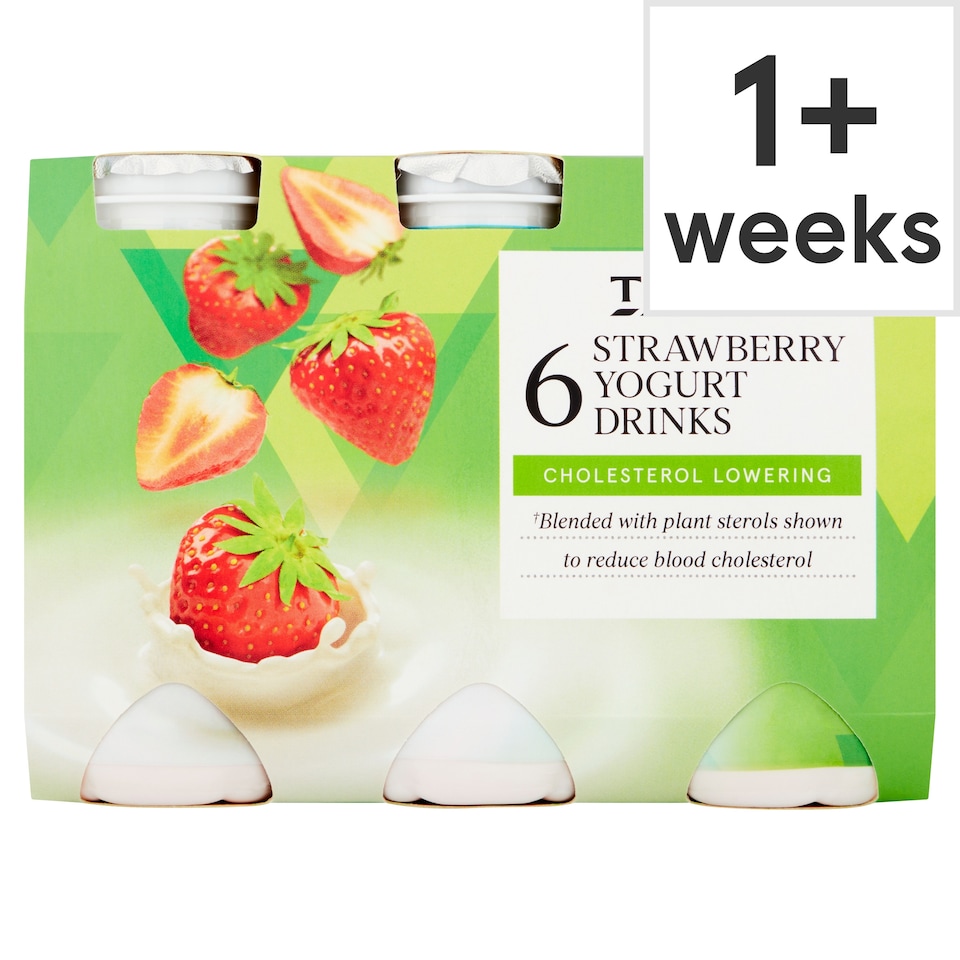 Tesco Cholesterol Reducing Strawberry Yogurt Drink 6 X100g