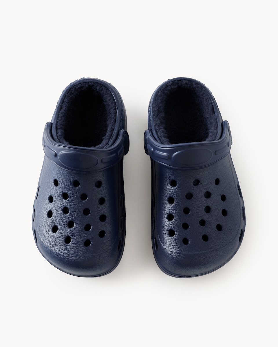 image 1 of F&F Boys Borg Lined Clogs in Navy