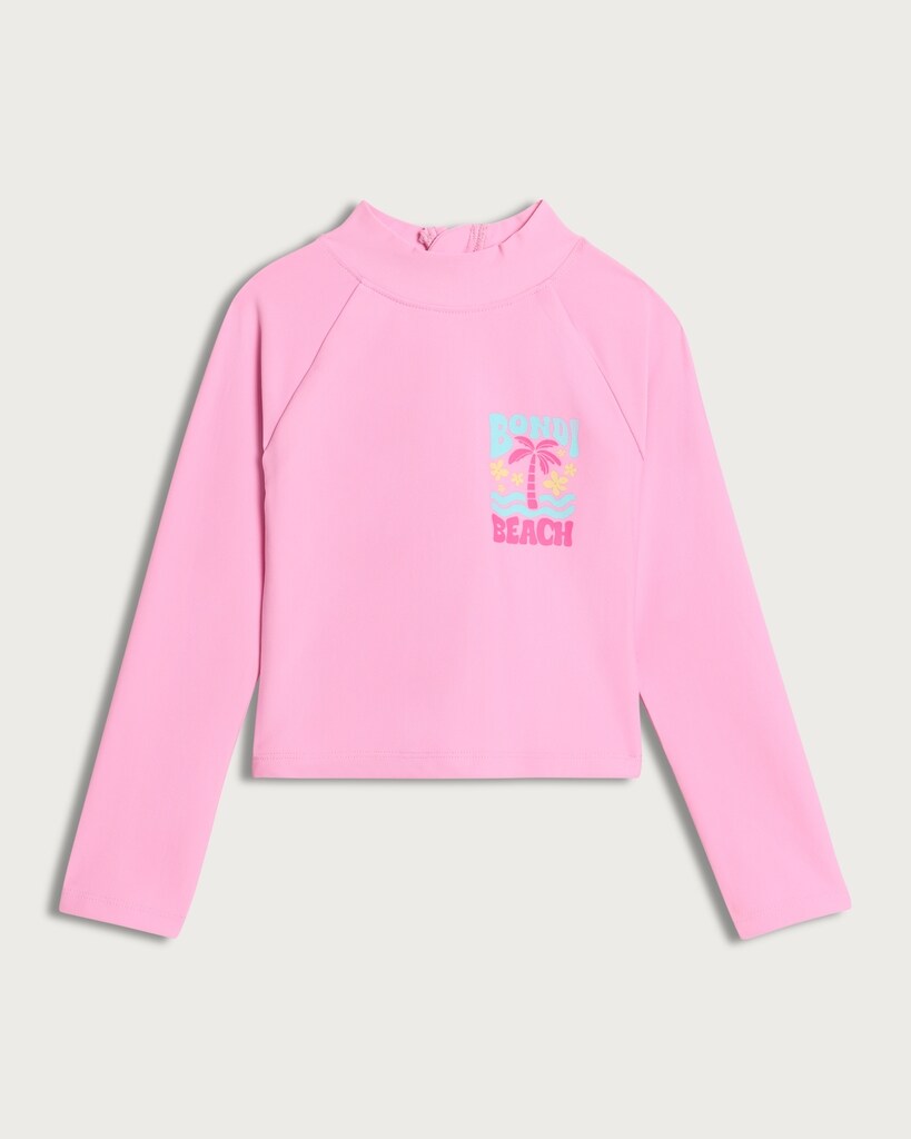 F&F Girls Bondi Beach Rash Vest in Pink