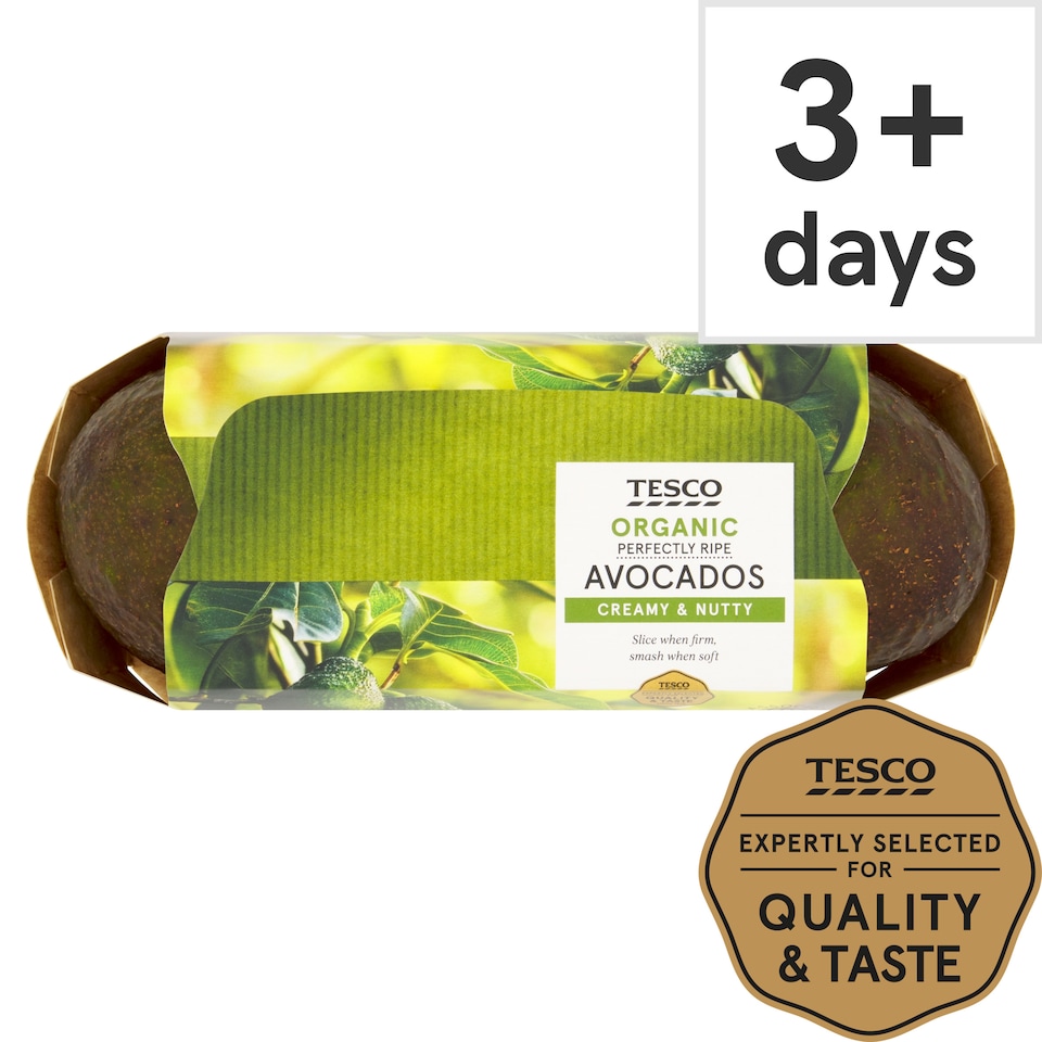 Tesco Organic Ripe & Ready Avocados Minimum 2 Pack