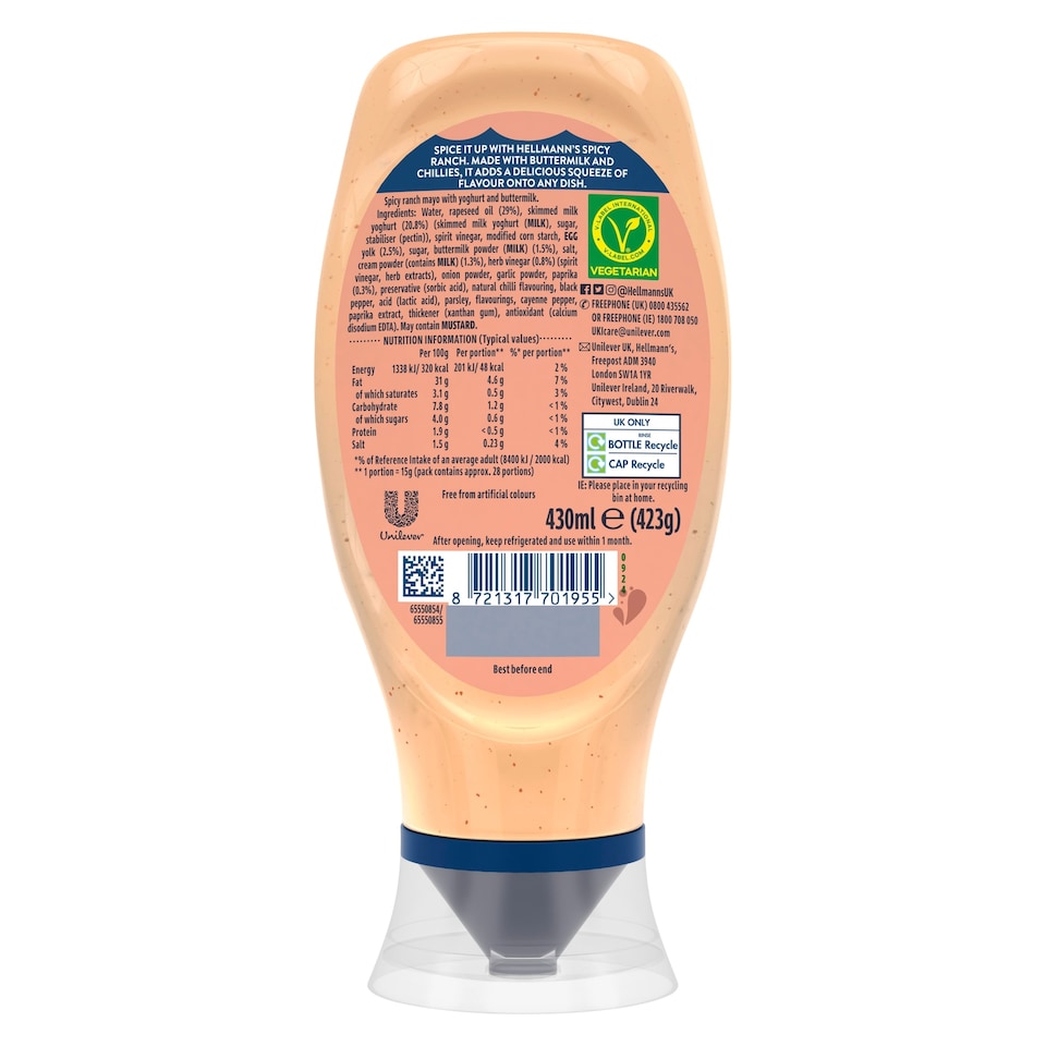 image 1 of Hellmann's Spicy Ranch Mayo 430ml