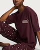 image 1 of F&F Pure Cotton Sweet Dreams Pyjama T-Shirt in Burgundy