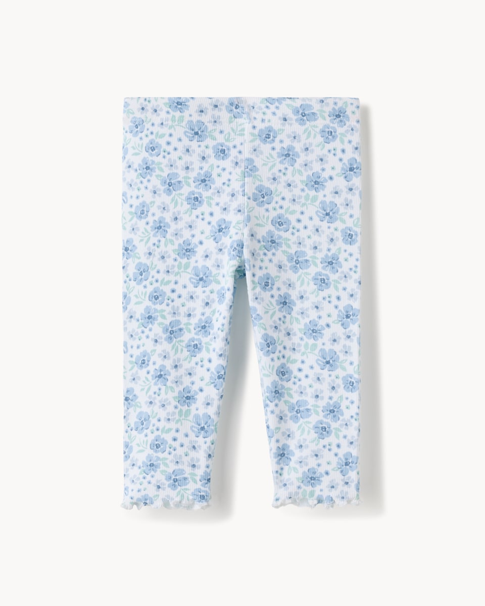 image 1 of F&F Baby 3-Pack Cotton Rich Ribbed Leggings in Blue