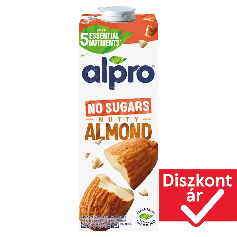 Alpro cukormentes UHT mandulaital hozzáadott kalciummal, jóddal, B12-, D2- és E-vitaminnal 1 l