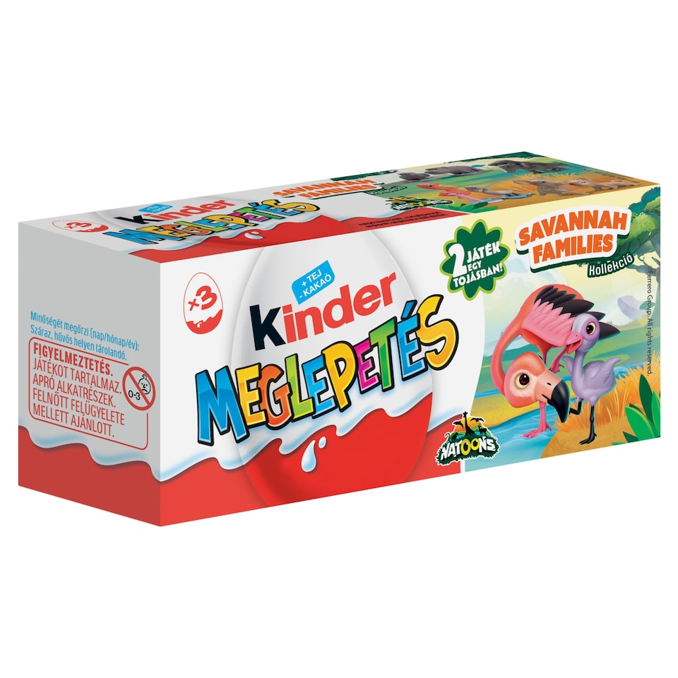 Kinder Surprise Savannah Families tejcsokoládé figura belsejében meglepetéssel 3 x 20 g (60 g)