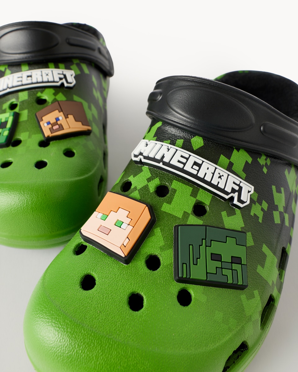 image 1 of Minecraft Fleece Lined Clogs in Black