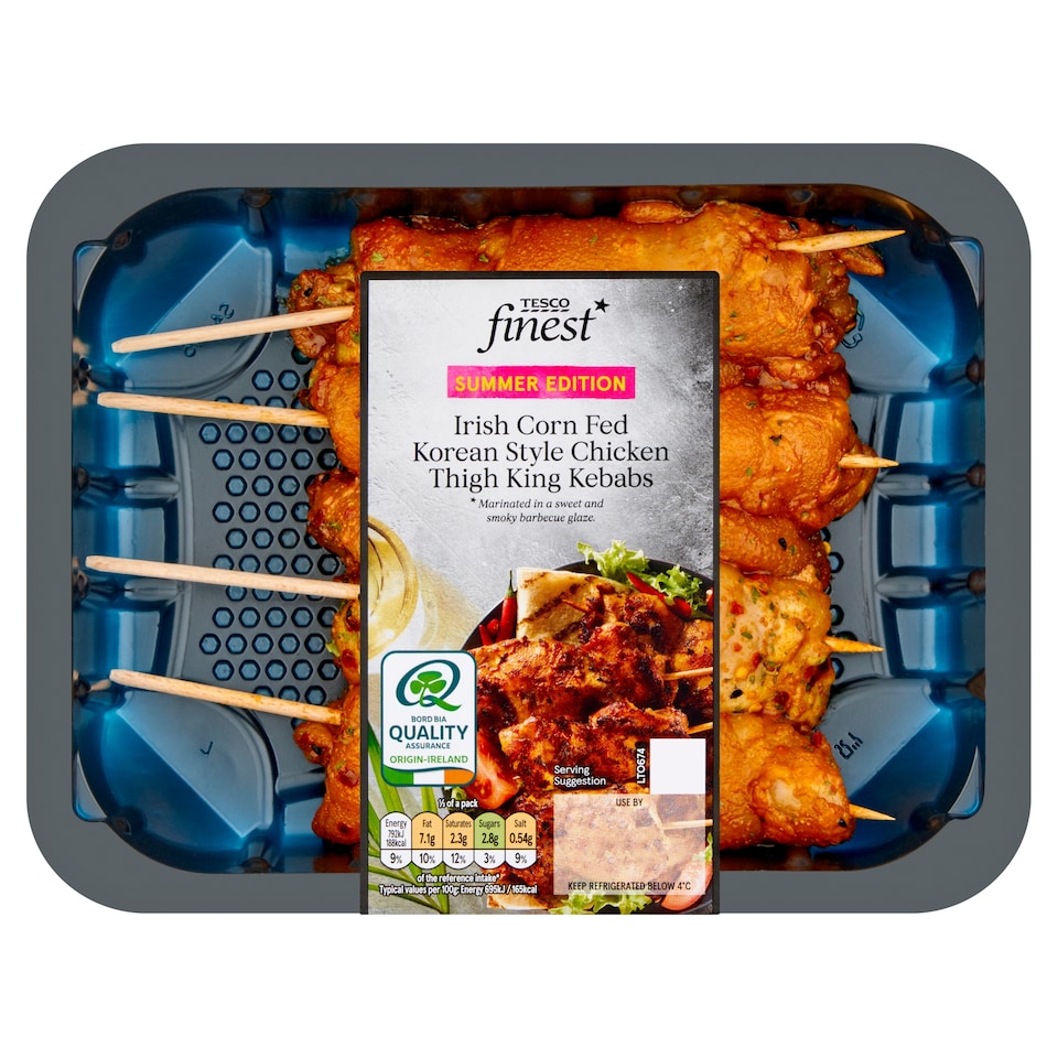 Tesco Finest Irish Corn Fed Korean Style Chicken Thigh King Kebabs 450g