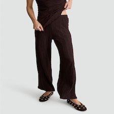 F&F Textured Wide Leg Co-ord Trousers in Chocolate