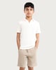 image 1 of F&F Boys 2-Piece Cotton Rich Textured Polo Shirt and Shorts Set in Cream