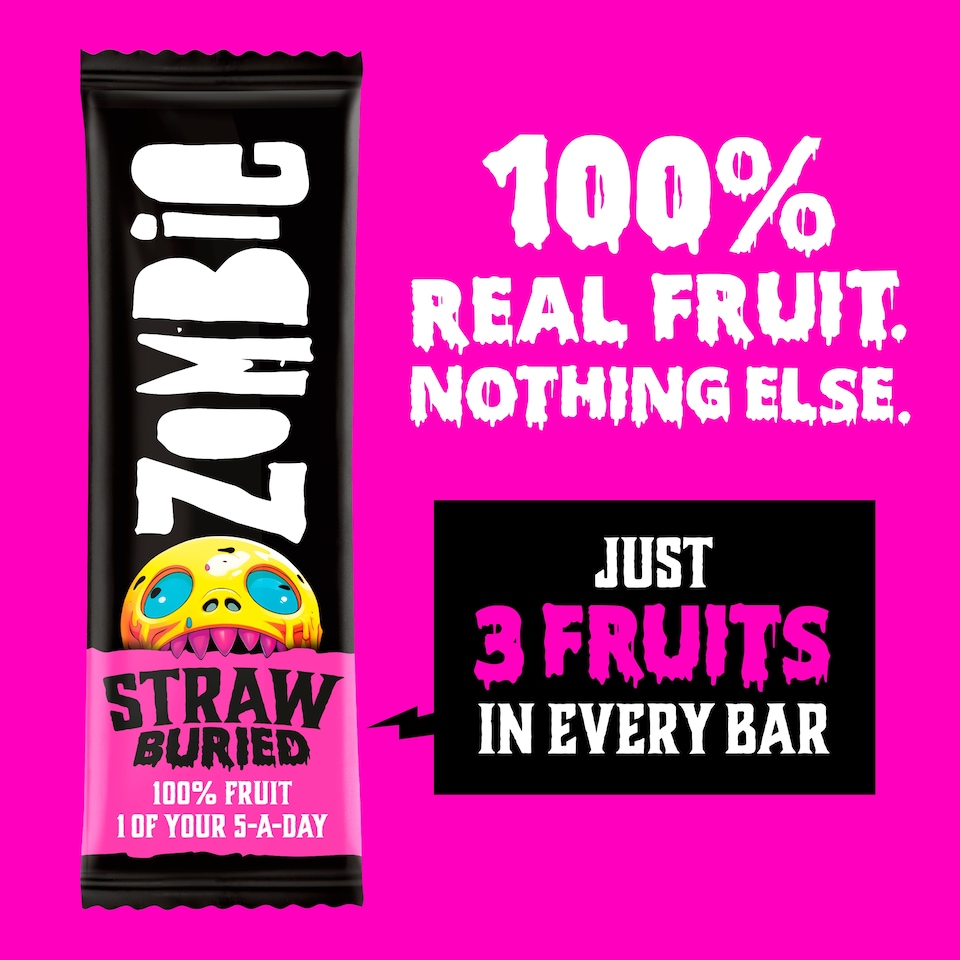 image 1 of Zombie Strawberry Fruit Snack Bar Multipack 4x25g