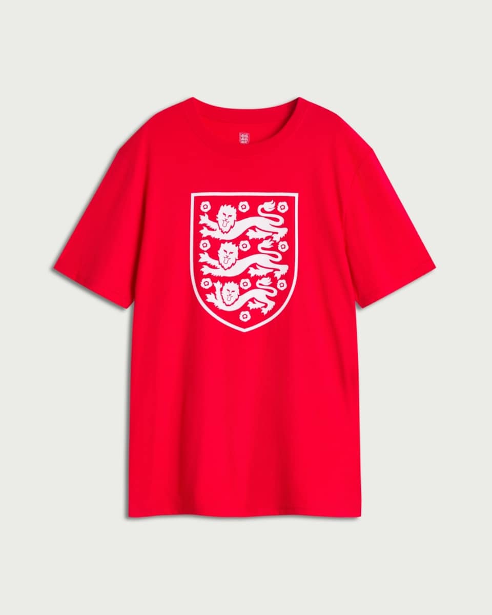 image 1 of England Cotton Rich Three Lions T-Shirt in Red