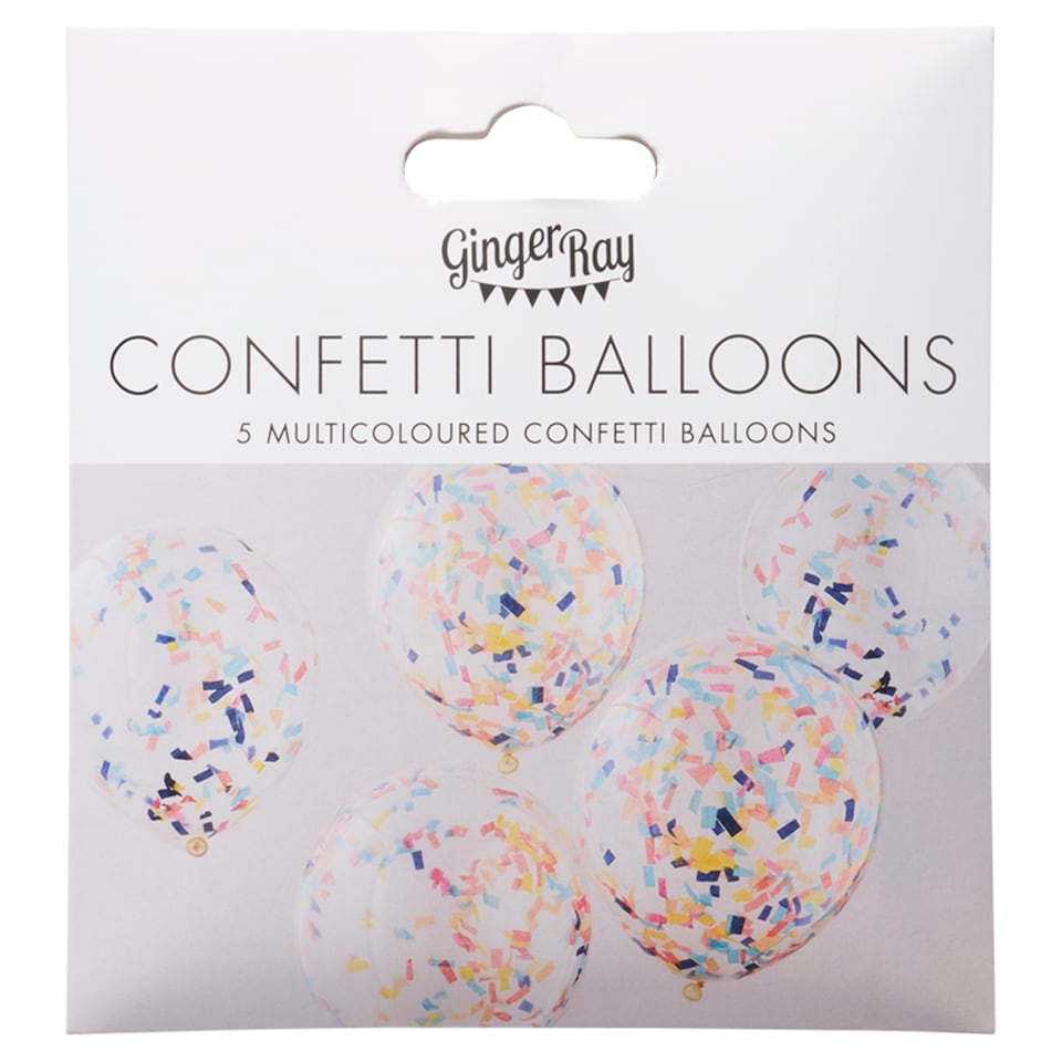 image 1 of Ginger Ray Rainbow 5 Pack Confetti Balloons