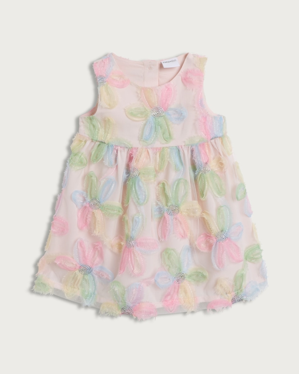 F&F Baby Floral Embroidered Sleeveless Dress in Multi