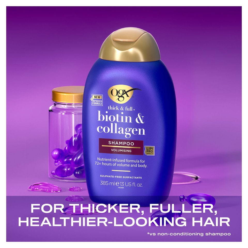 image 1 of OGX Thick & Full Biotin & Collagen Shampoo 385ml