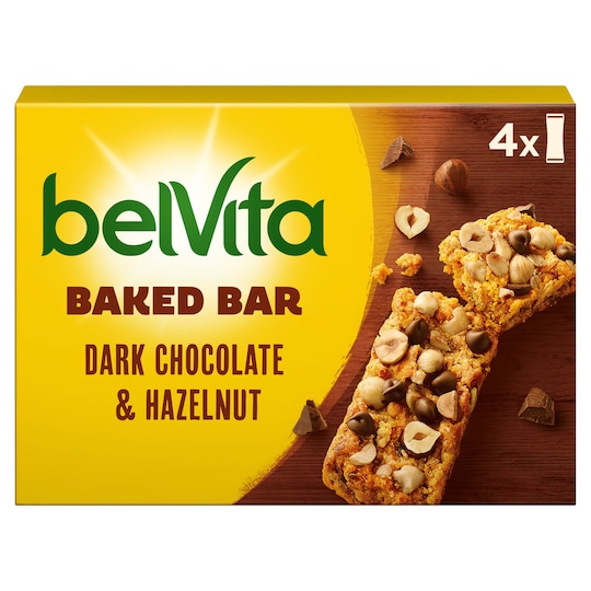 Belvita Dark Chocolate & Hazelnut Baked Bar 4X 40G Tesco Groceries
