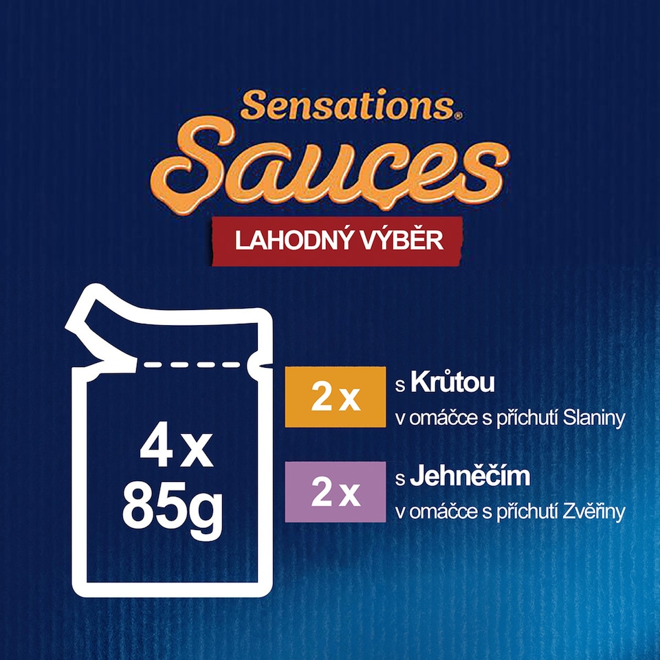 obrázok 1 z Felix Sensations Sauces kapsičky pre mačky morka, jahňacie v omáčke 4 x 85 g