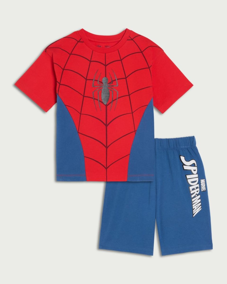 image 1 of Marvel Spider-Man Pure Cotton Short Pyjama Set in Red