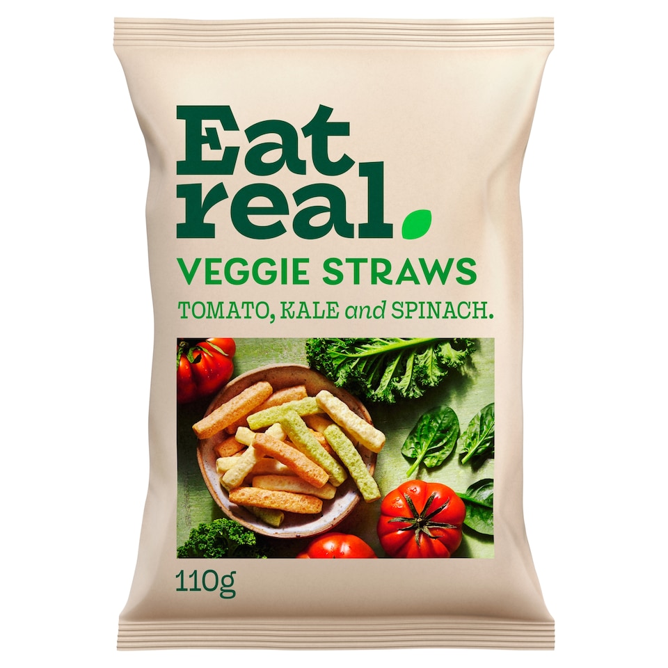 Eat Real Veggie Straws - Tomato, Kale & Spinach 110g