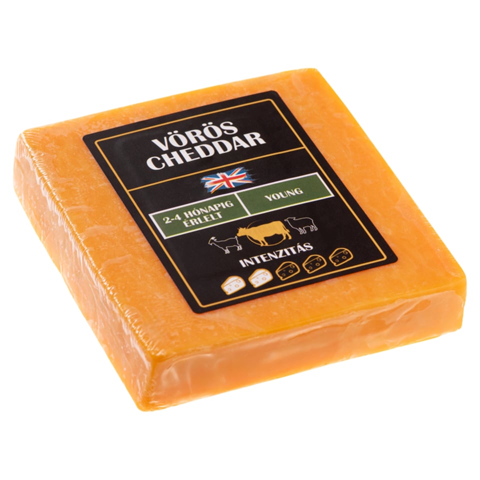 Zsíros, félkemény, vörös cheddar sajt