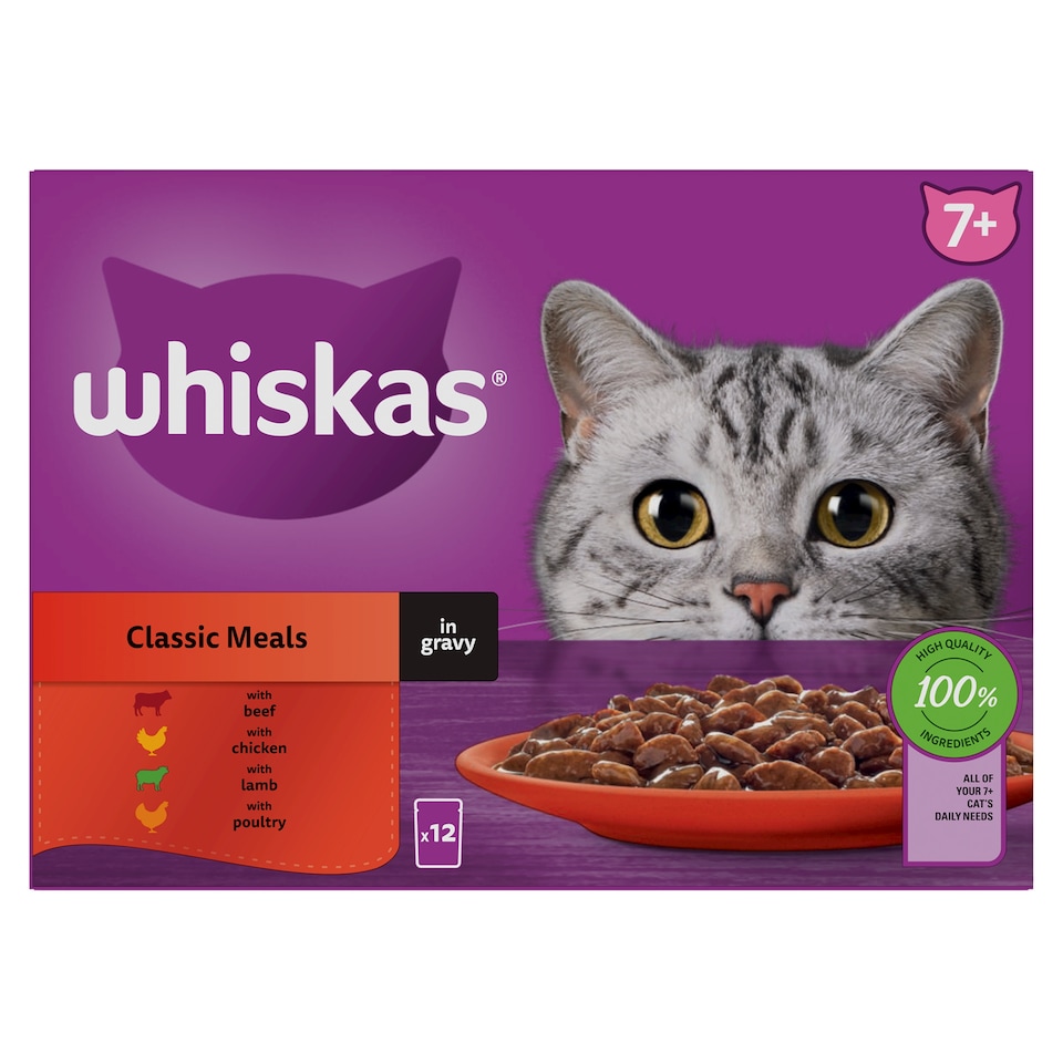 Whiskas 7+ Clsc Meals In Gravy Cat Food 12X85g