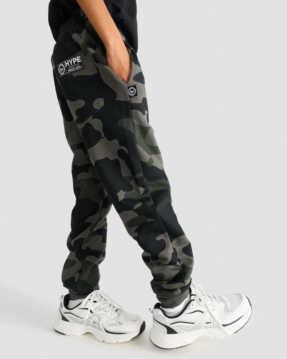 image 1 of Hype Cotton Rich Camouflage Joggers in Multi Black