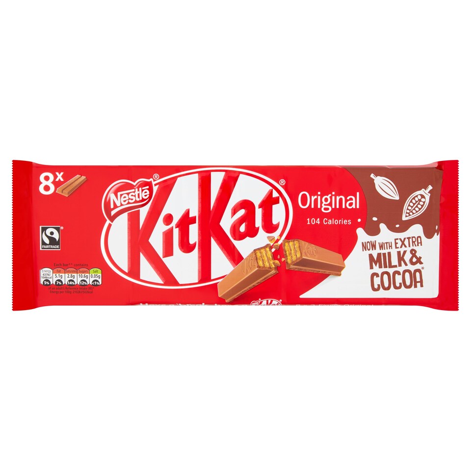 image 1 of Kit Kat 2 Finger Milk Chocolate Biscuit Bars Multipack, 8 Pack 165.6g