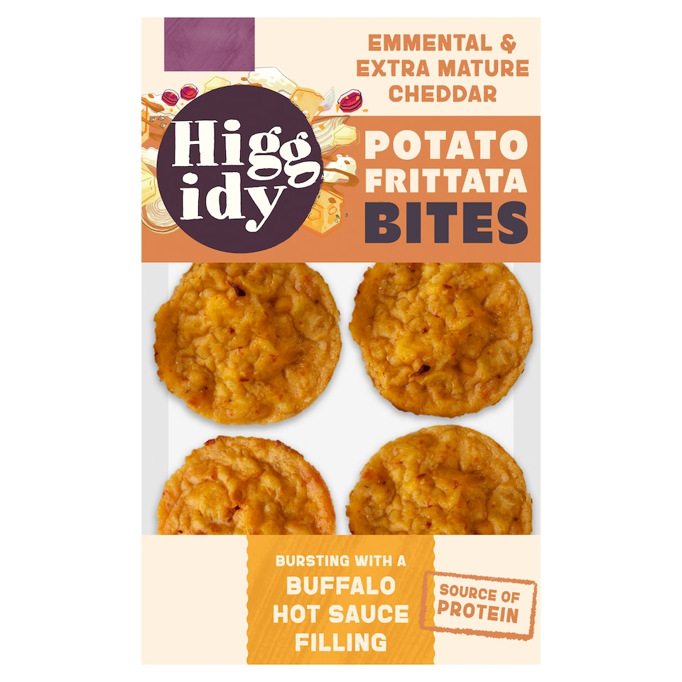 image 1 of Higgidy Emmental & Extra Mature Potato Frittata Bites with Buffalo Sauce 130g
