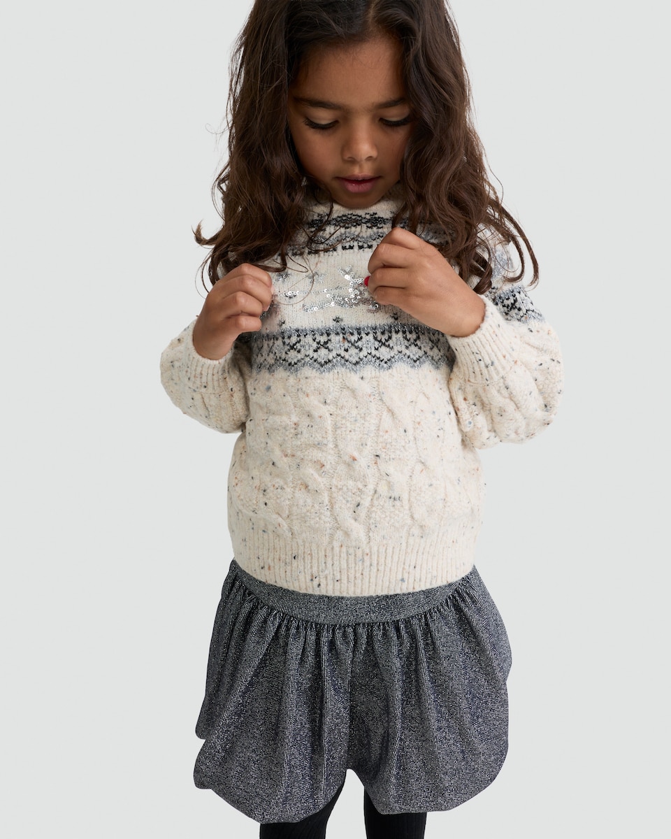 image 1 of F&F Girls Knitted Fair Isle Christmas Jumper in Multi