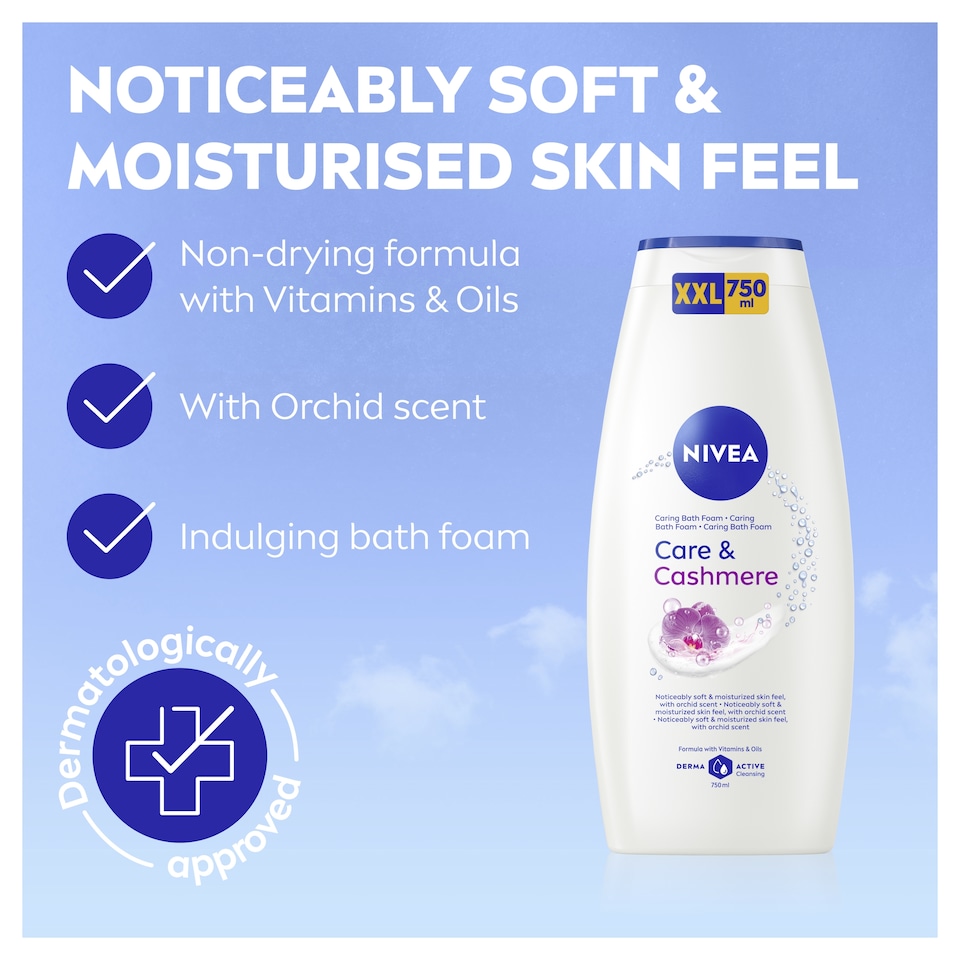 image 1 of NIVEA Care & Cashmere Bath Foam 750ml