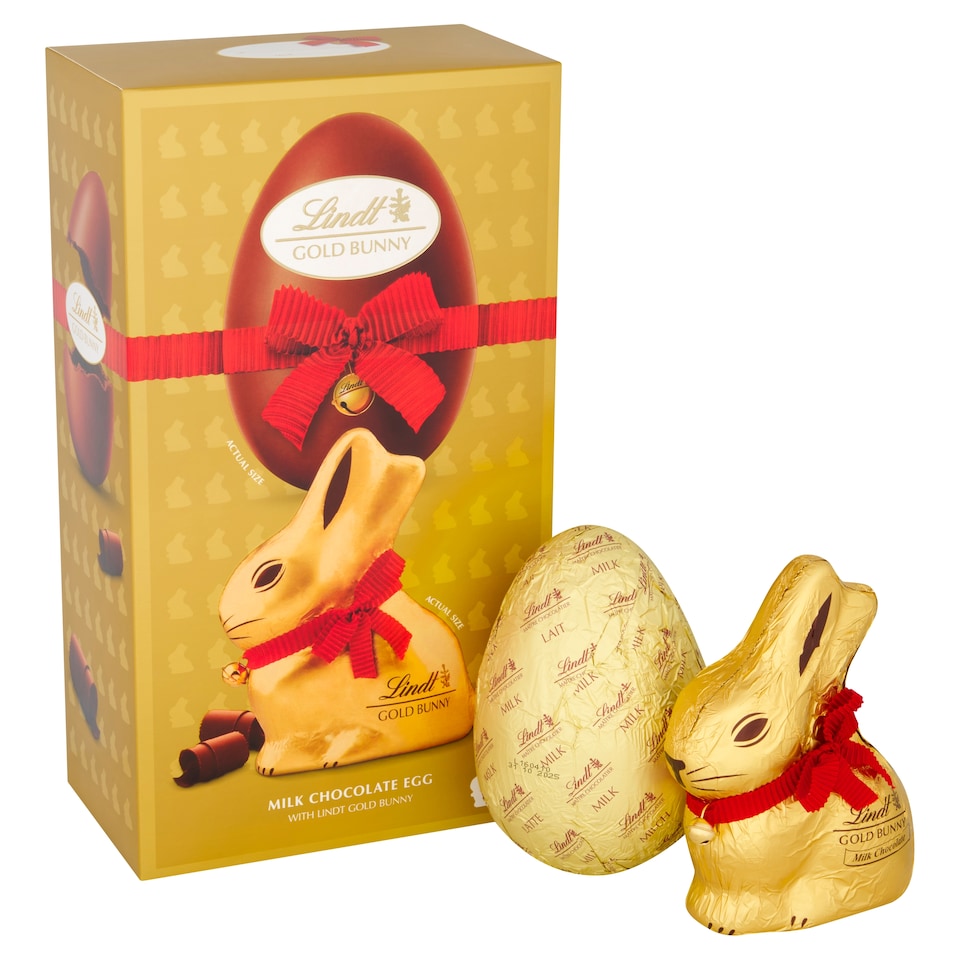 image 1 of Lindt Milk Chocolate Easter Egg with Gold Bunny 360g