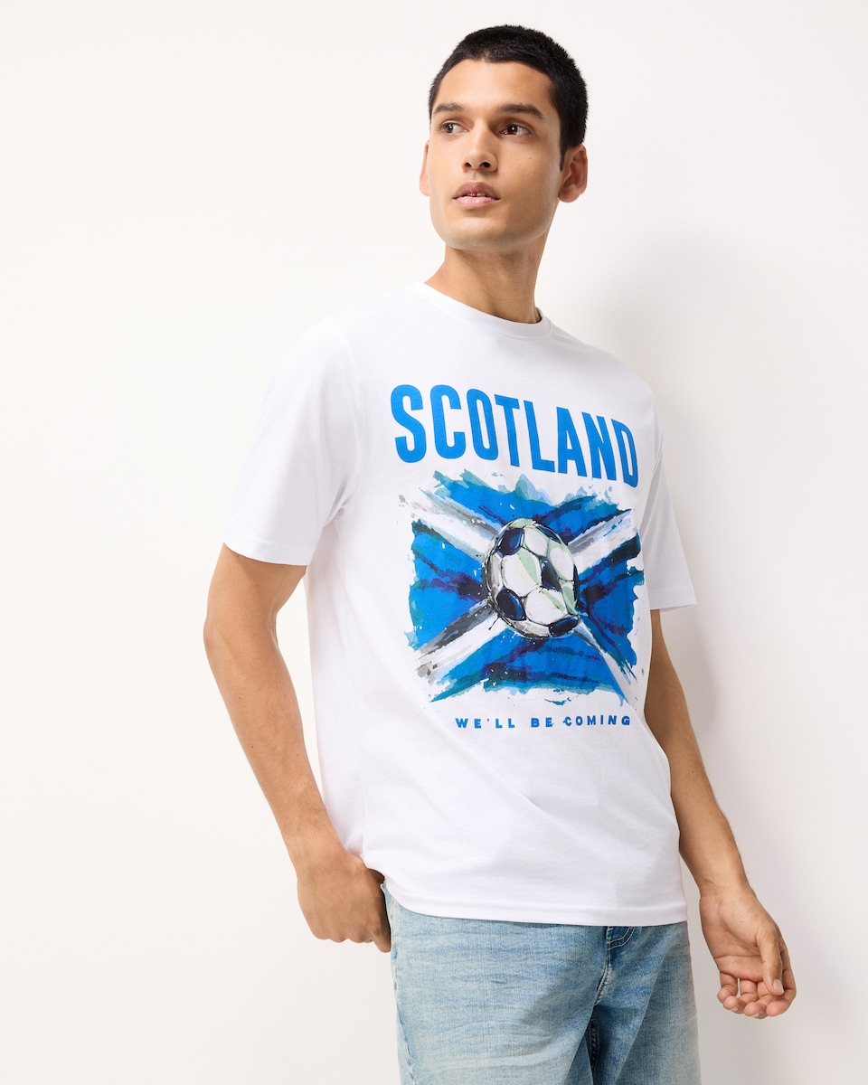 image 1 of F&F Pure Cotton Scotland T-Shirt in White